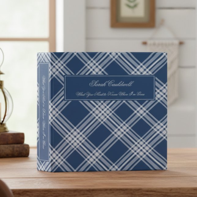 Wedgewood Blue & White Plaid End of Life Planner 3 Ring Binder (Creator Uploaded)