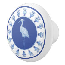 Wedgewood Crane and Temple Ceramic Drawer Pull