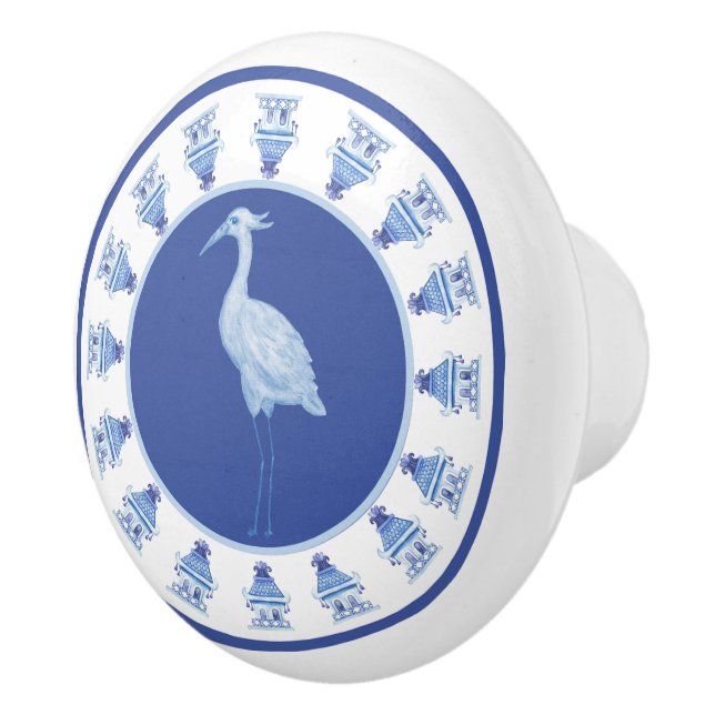 Wedgewood Crane and Temple Ceramic Drawer Pull (Right)