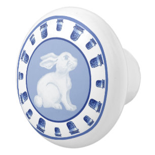 Wedgewood Rabbit and Chinoiserie Pot Ceramic Knob