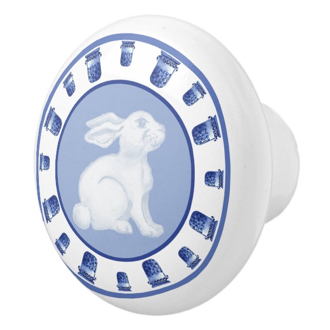 Wedgewood Rabbit and Chinoiserie Pot Ceramic Knob (Right)