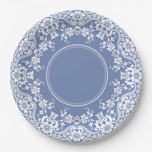 Wedgwood Blue Jasperware Lace Doily Paper Plates (Front)