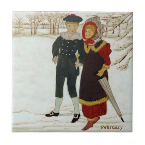 Wedgwood February Snows Hand Colored Repro Ceramic Tile