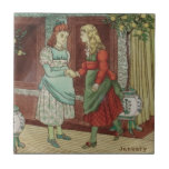 Wedgwood January Calendar Months Full Color Repro Ceramic Tile<br><div class="desc">This is the Wedgwood month of January tile from the full color calendar set and shows a two girls greeting each other. Reproduced from a circa 1885 series of tiles representing the months of the year by Josiah Wedgwood & Sons. A great January birthday, anniversary, or New Year's gift! (Zazzle...</div>