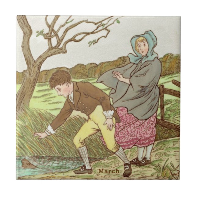 Wedgwood March Winds Polychrome c1885 Repro Ceramic Tile (Front)