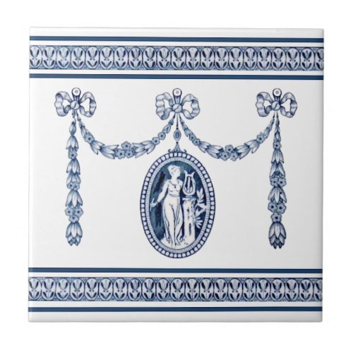 Wedgwood Neoclassical Muse Music Cameo Tile Repro