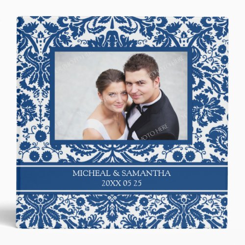 Weding Photo Binder Blue White Damask