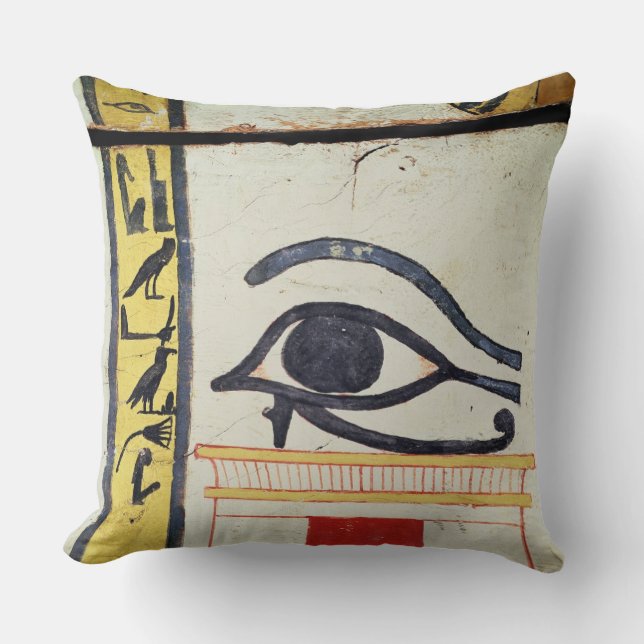 Wedjat Eye, detail from the sarcophagus cover of t Throw Pillow (Front)