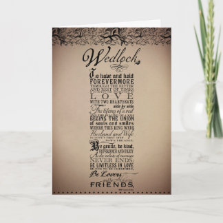 Wedlock Marriage Wedding Original Poem Card