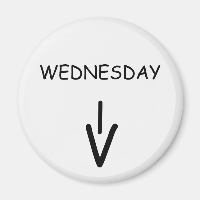 Wednesday Arrow Round White Magnet by Janz (Front)