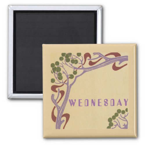 Wednesday Art Nouveau Square Magnet by Janz