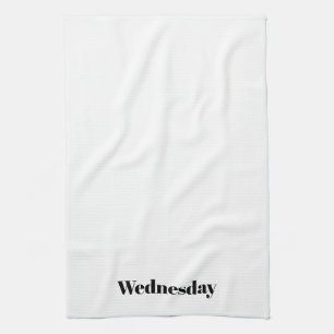 "Wednesday" black white minimalist Kitchen Towel