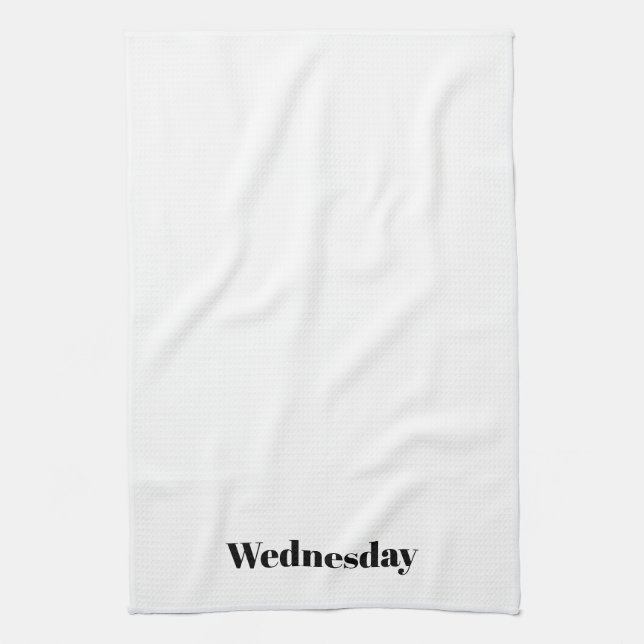 "Wednesday" black white minimalist Kitchen Towel (Vertical)