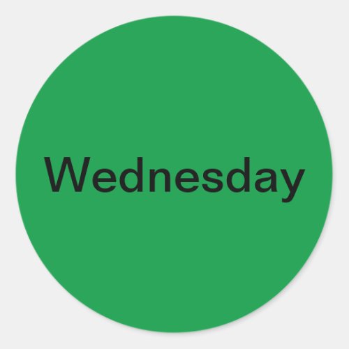 Wednesday Day of the Week Green Stickers