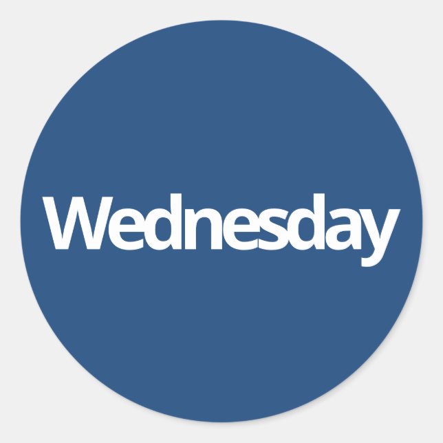 Wednesday day planning supplies simple navy white classic round sticker (Front)