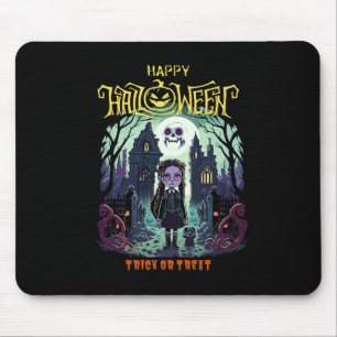 Wednesday Halloween Costume Outfit For Kids And Pa Mouse Pad