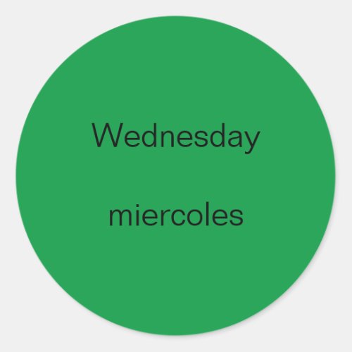 Wednesday miercoles English to Spanish Stickers