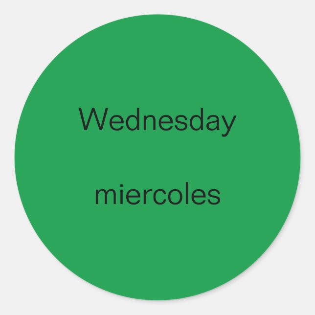 Wednesday miercoles English to Spanish Stickers (Front)