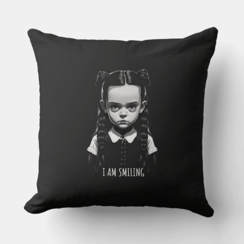 Wednesday mood pilow _ I am smiling Throw Pillow