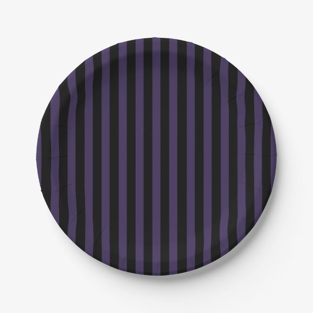 Wednesday Purple and black stripe  Paper Plates (Front)
