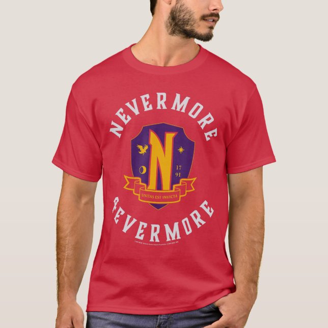 Wednesday Season 2 Nevermore 4 Evermore School Emb T-Shirt (Front)