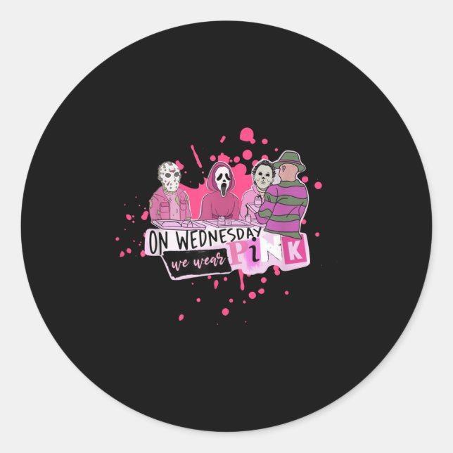 Weds. We Wear Nk Horror Villain Halloween Oct. Sok Classic Round Sticker (Front)