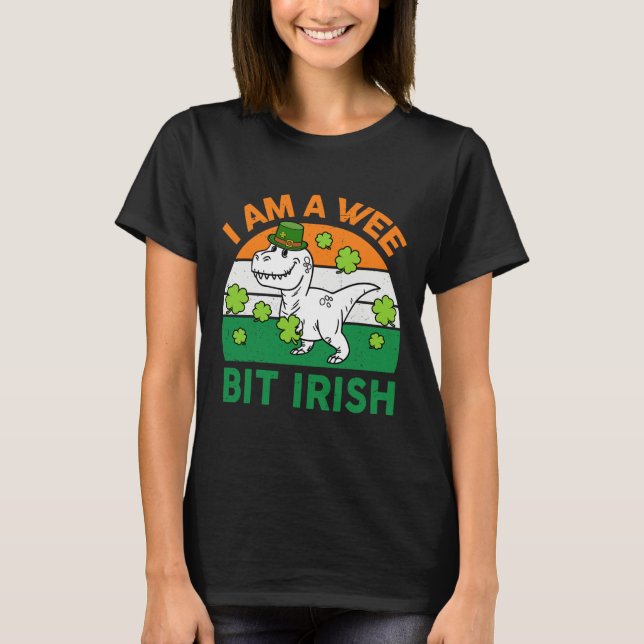 Wee Bit Irish St Patrick Day Dinosaur Toddler Boy  T-Shirt (Front)