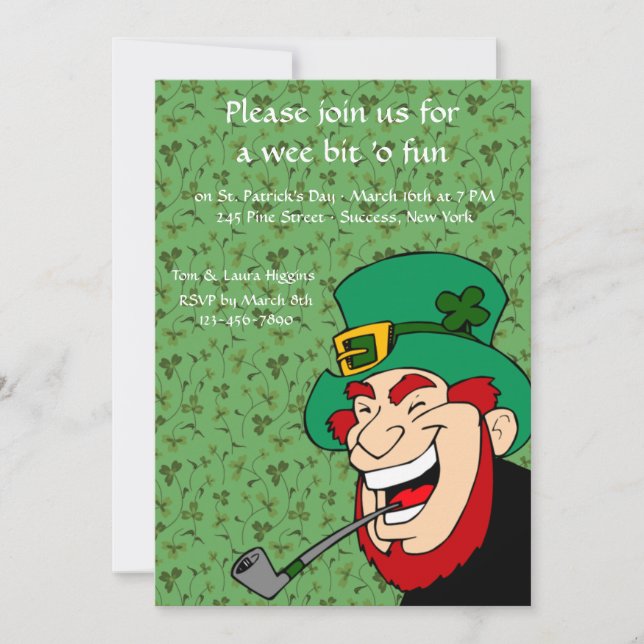 Wee Bit 'o Fun St. Patrick's Party Invitation (Front)