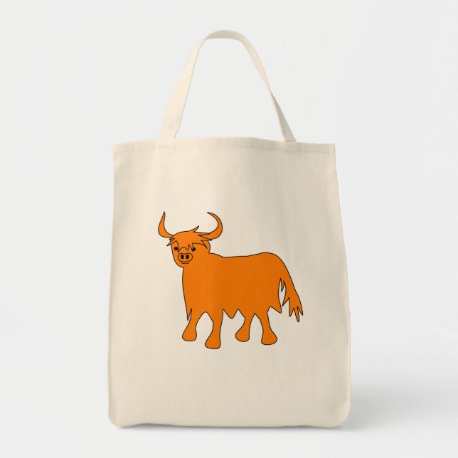 "Wee Coo" Scottish Highland Cow tote bag design (Front)