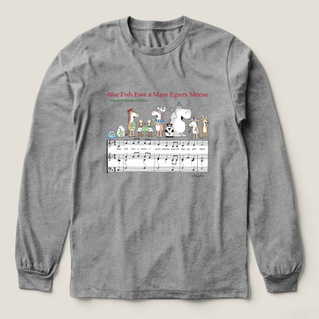 WEE FISH EWE A MARE EGRETS MOOSE Sandra Boynton Tri-Blend Shirt (Design Front)