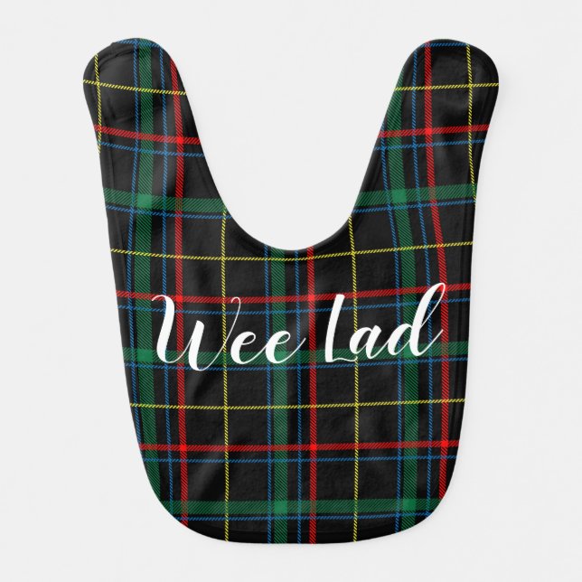 Wee Lad Scottish Scotland Tartan Baby Bib (Front)