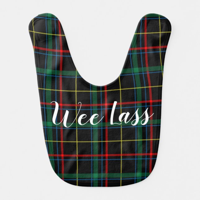Wee Lass Scottish Scotland Tartan Baby Bib (Front)