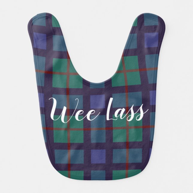 Wee Lass Scottish Scotland Tartan Baby Bib (Front)