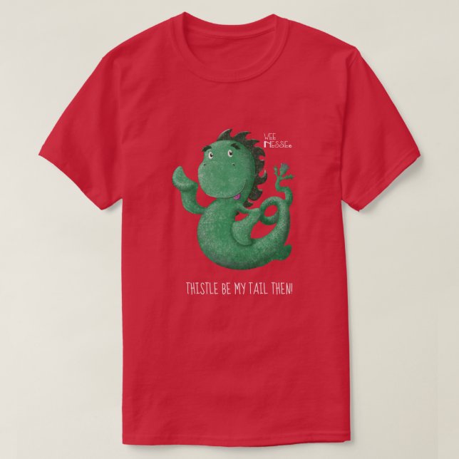 Wee Nessie Loch Ness Monster Thistle Tail T-Shirt (Design Front)