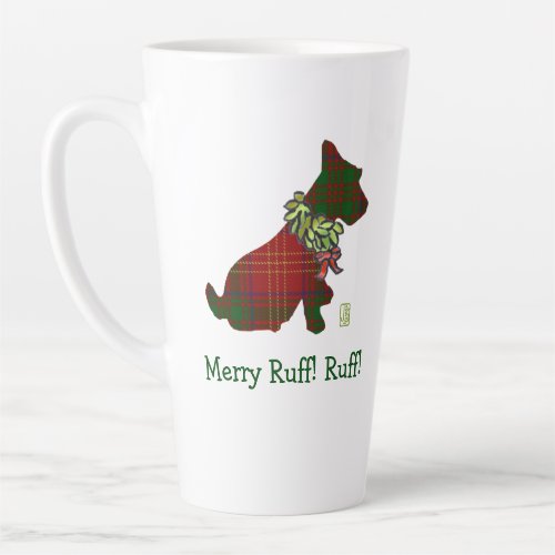 Wee Scottie Dog Left_hand Merry Ruff Ruff Latte Mug