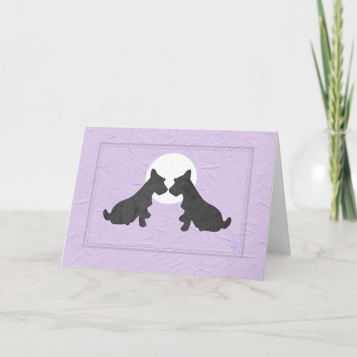 Wee Scottie Puppy Love Valentines Day on Lavender Card