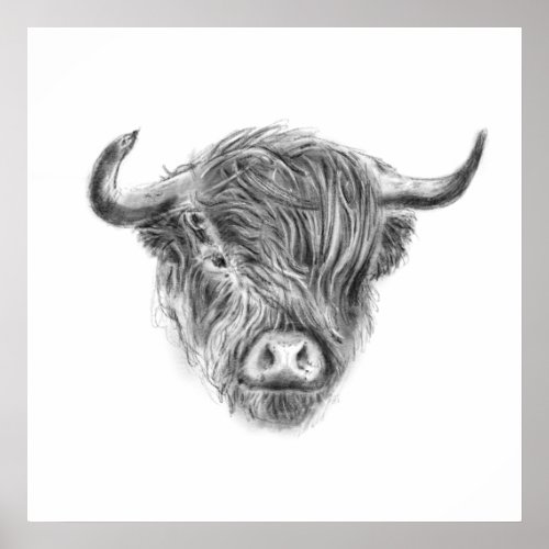 Wee Straggly Highland Cow Poster