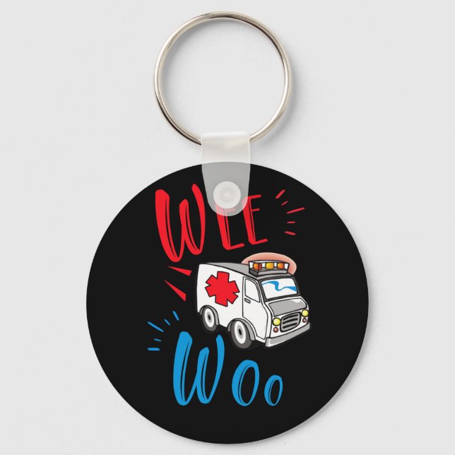 WEE WOO AMR EMT AMR Paramedic Ambulance Keychain (Front)