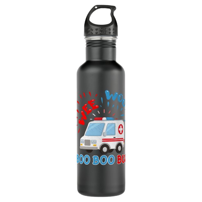 Wee Woo Boo Boo Bus Ambulance Funny EMS EMT Parame Stainless Steel Water Bottle (Front)