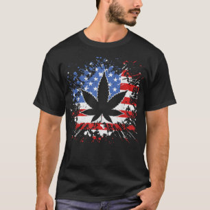 Weed American Flag 4th Of July Marjuana Patriotic T-Shirt