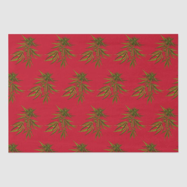 Weed Buds on Khaki Background Personalized Tissue Paper (Front)