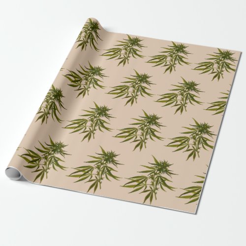 Weed Buds on Khaki Background Personalized Wrapping Paper