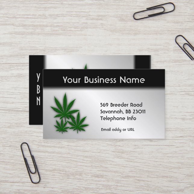 Weed Business Double Sided Silver  Card (Front/Back In Situ)