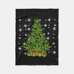 Weed Christmas Tree Funny Xmas T Men Women Fleece Blanket