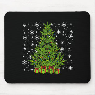 Weed Christmas Tree Funny Xmas T Men Women Mouse Pad