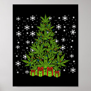 Weed Christmas Tree Funny Xmas T Men Women Poster