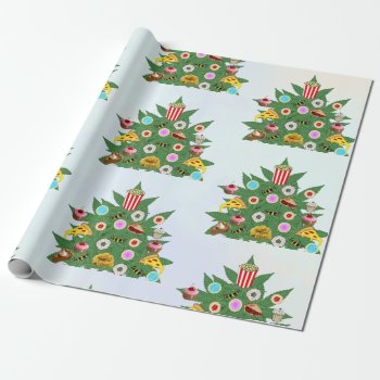 Weed Christmas Tree On Vape Cloud Background Wrapping Paper by vicesandverses at Zazzle