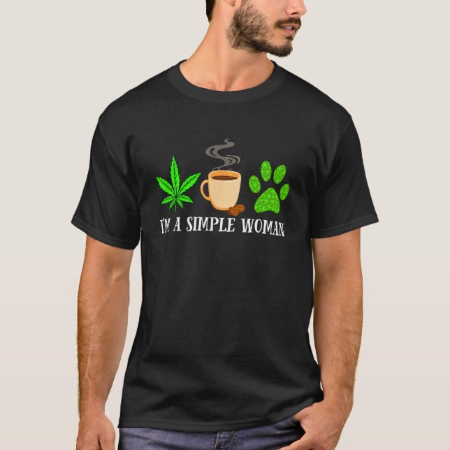 Weed Coffee Dog  Animals Fur Paw Dog Dad Mom T-Shirt (Front)