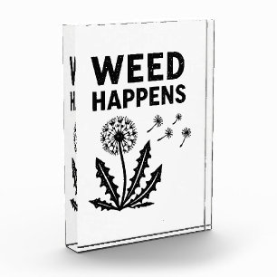 Weed Happens cute cynical dandelion Funny Vintage Photo Block