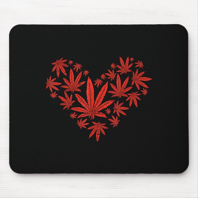 Weed Heart Funny Valentines Day Pot Stoner Gift  Mouse Pad (Front)